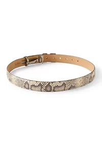 Women's Slim Textured Croc Belt with Double E Plaque Logo Buckle