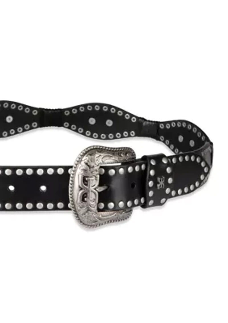 Sam Edelman Women's Studded Western Leather Fashion Belt