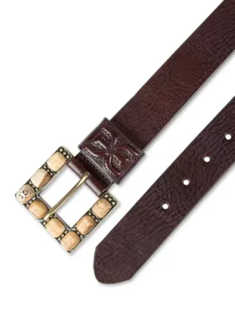 Stone Buckle Casual Leather Belt