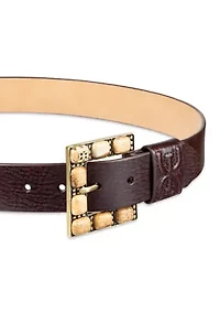 Stone Buckle Casual Leather Belt