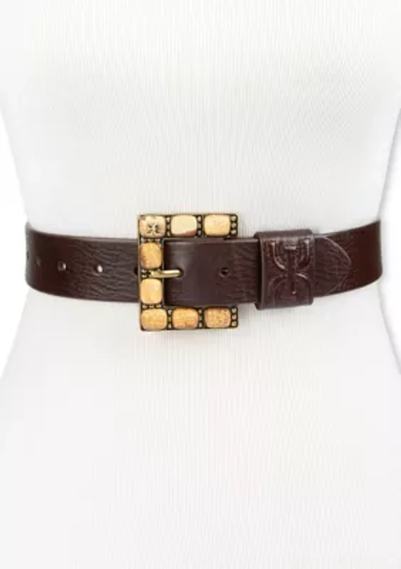 Stone Buckle Casual Leather Belt