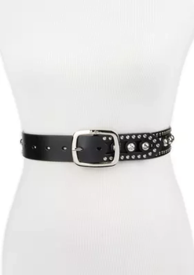 Women's Cutout Gem Studded Belt