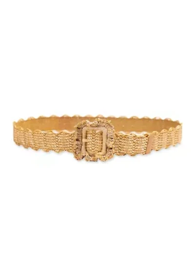 Ruffle Buckle Scallop Woven Design Casual Fashion Belt