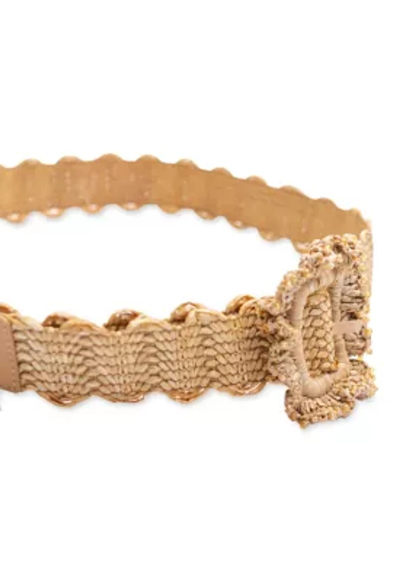 Ruffle Buckle Scallop Woven Design Casual Fashion Belt