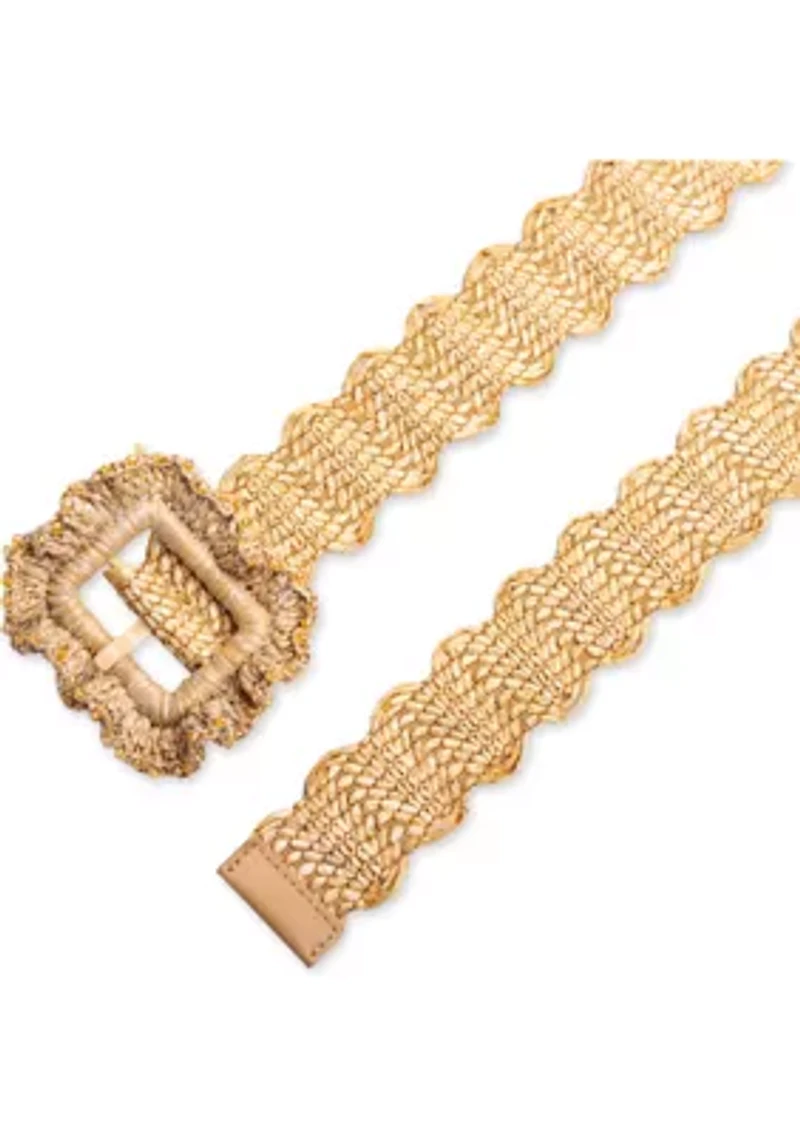 Ruffle Buckle Scallop Woven Design Casual Fashion Belt