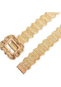 Ruffle Buckle Scallop Woven Design Casual Fashion Belt