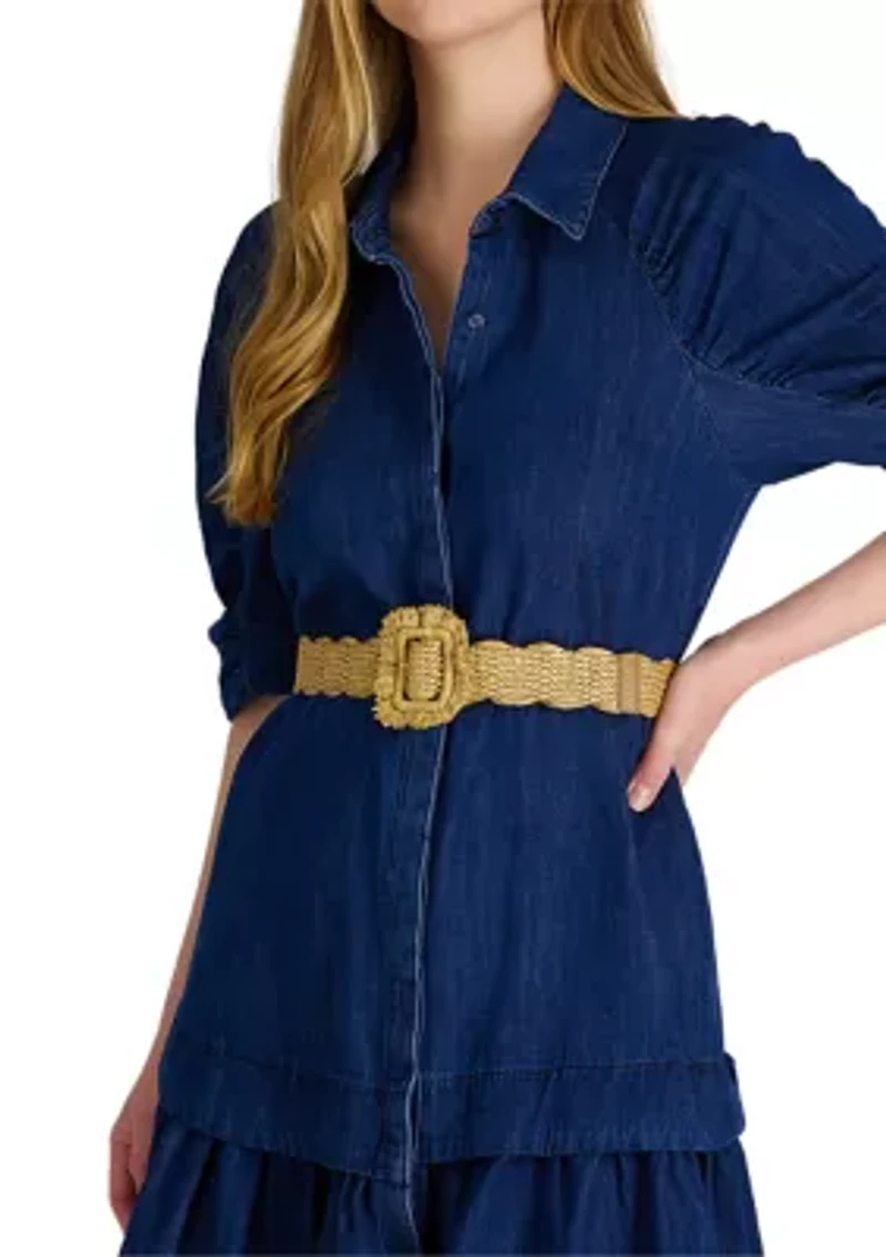 Ruffle Buckle Scallop Woven Design Casual Fashion Belt