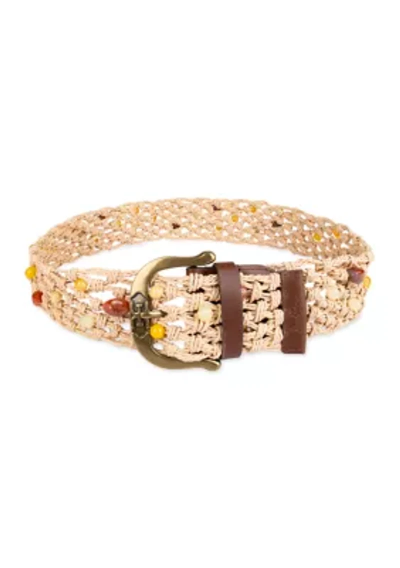Raffia Woven Beaded Belt