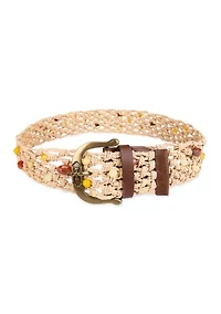Raffia Woven Beaded Belt