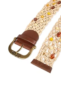 Raffia Woven Beaded Belt