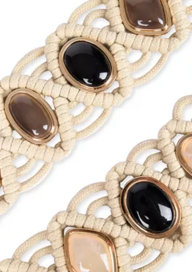 Macrame Belt with Colored Stones