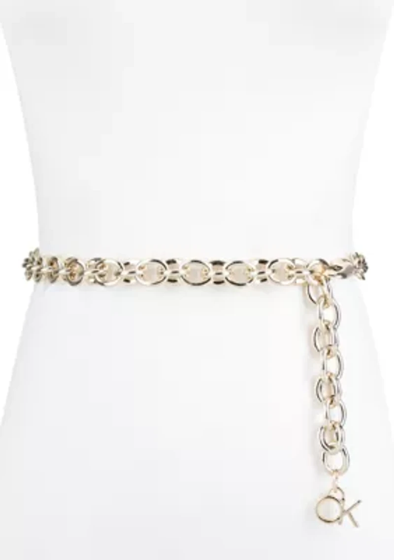 Chain Belt with Hanging Logo Charm