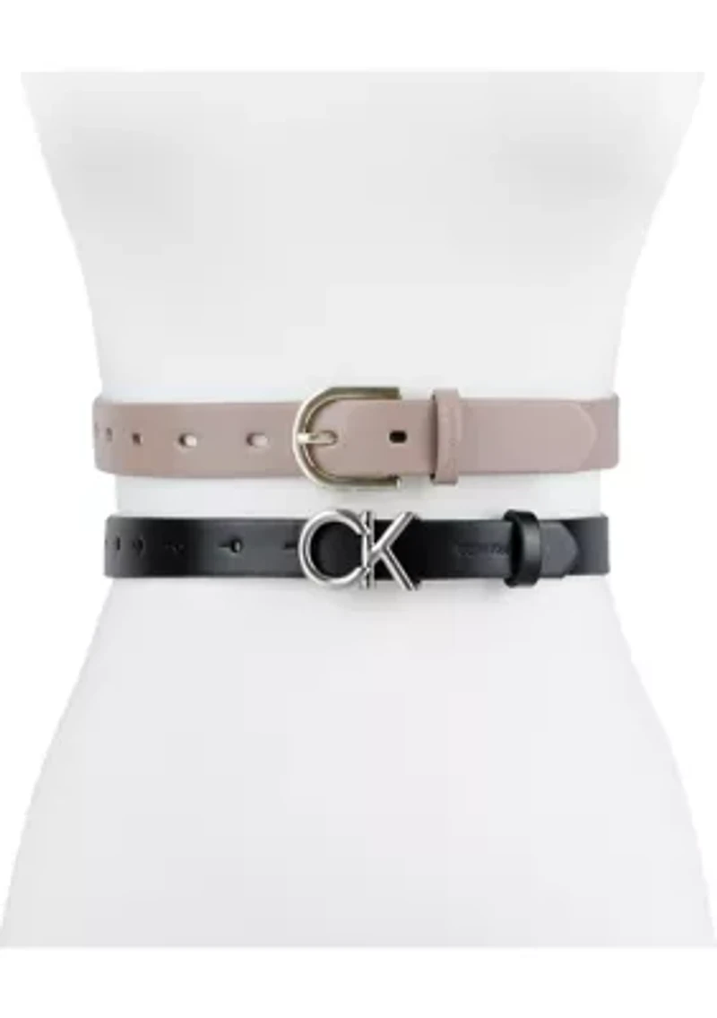 2 Pack Skinny Fashion Belts