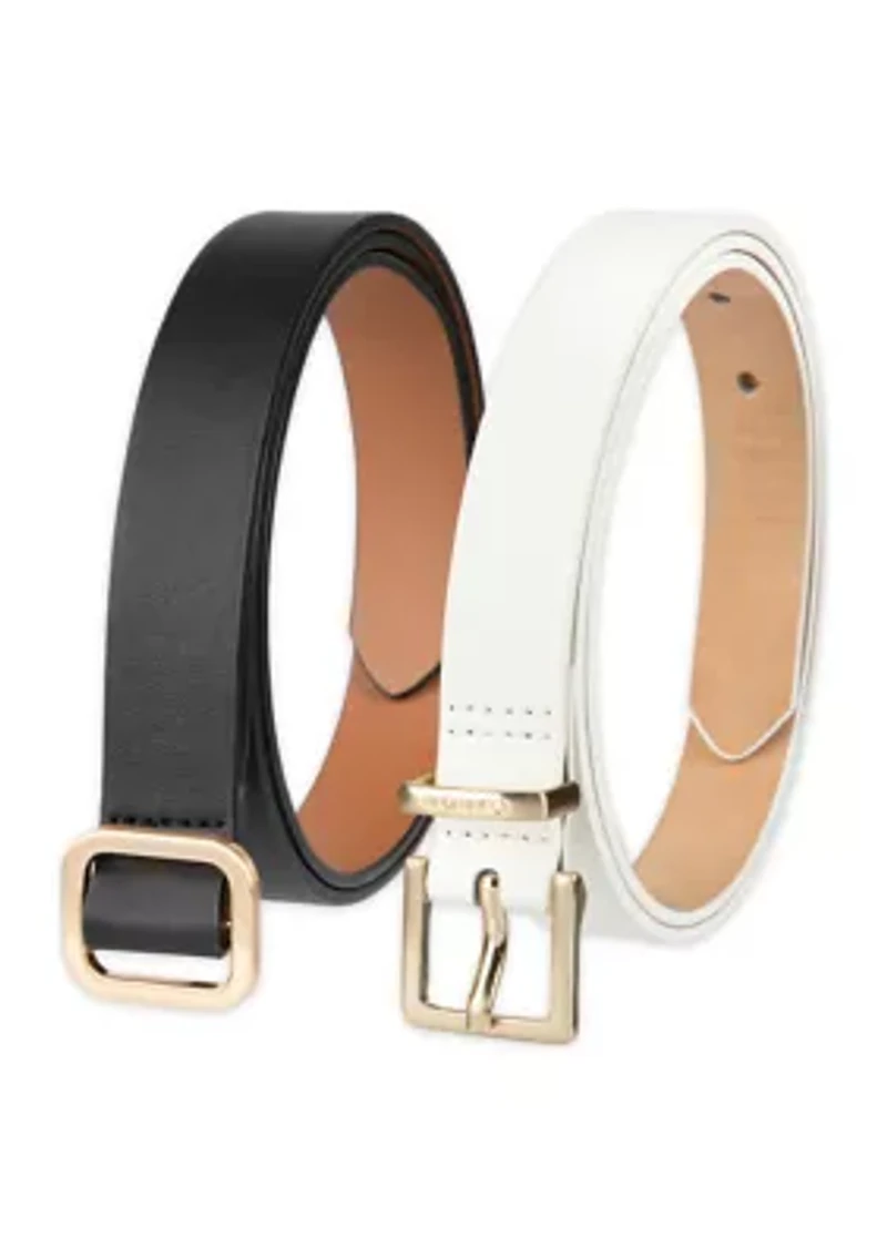 Women's Reversible Dress Fashion Belts - 2 Pack