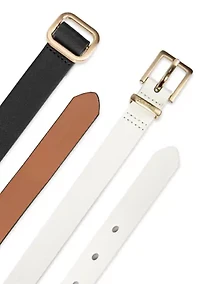 Women's Reversible Dress Fashion Belts - 2 Pack