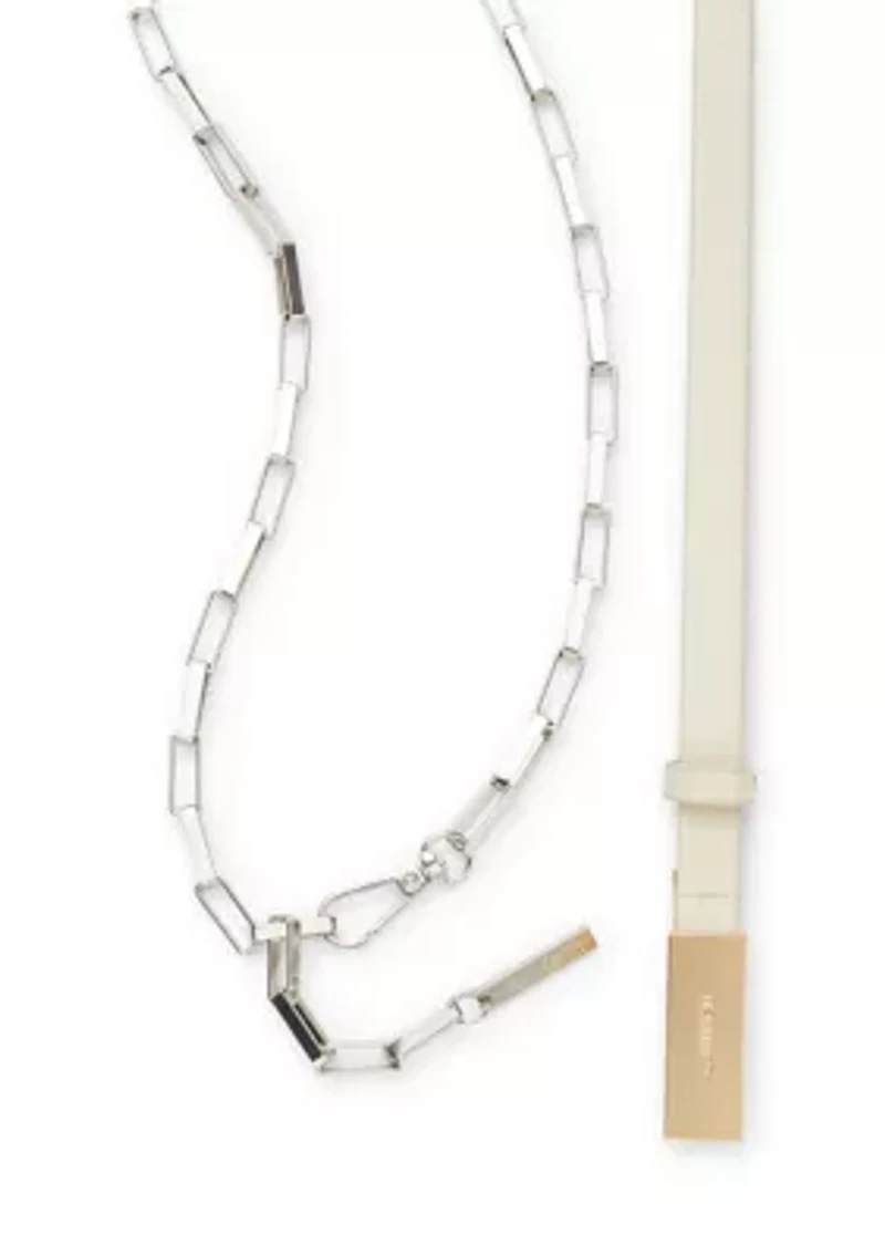 Chain and Faux Leather Belt Set