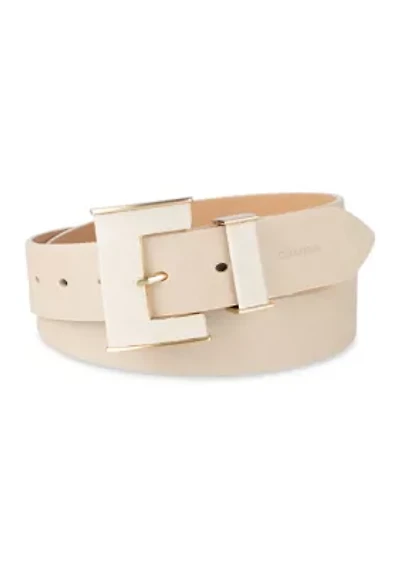 Women's Square Buckle Metal Loop Fashion Belt