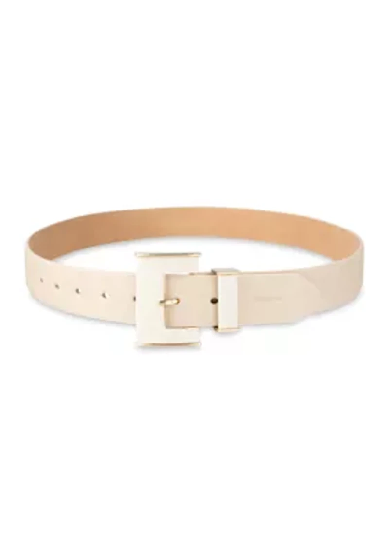 Women's Square Buckle Metal Loop Fashion Belt