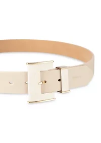 Women's Square Buckle Metal Loop Fashion Belt