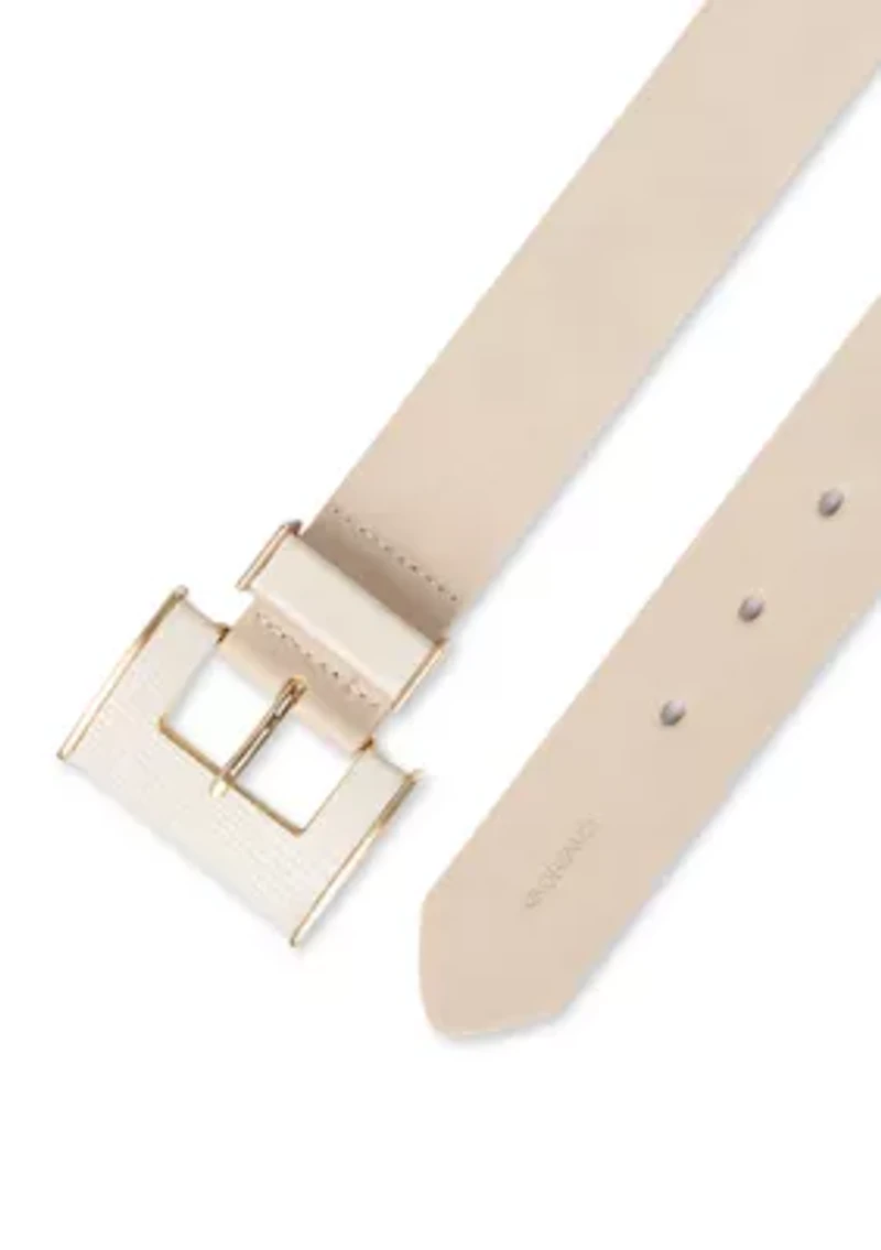 Women's Square Buckle Metal Loop Fashion Belt