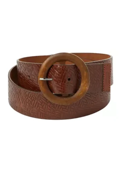1.75" Textured Wooden Buckle Belt