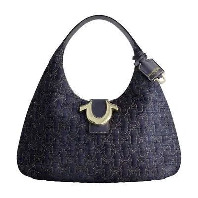 True Religion Quilted Horseshoe Large Denim Hobo