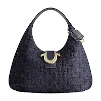 True Religion Quilted Horseshoe Large Denim Hobo