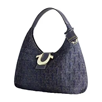 True Religion Quilted Horseshoe Large Denim Hobo