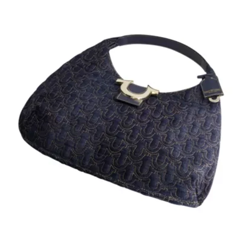 True Religion Quilted Horseshoe Large Denim Hobo