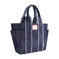 True Religion Frayed Handle Solid Denim Tote