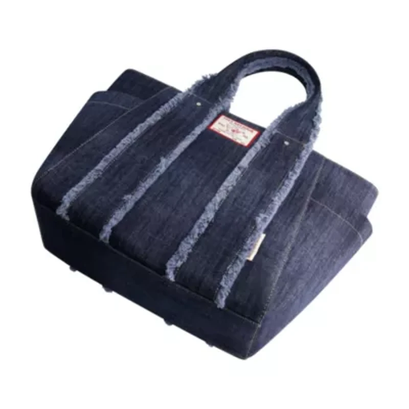 True Religion Frayed Handle Solid Denim Tote