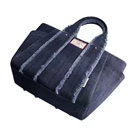 True Religion Frayed Handle Solid Denim Tote