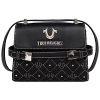 True Religion Studded Denim Flap Crossbody Bag