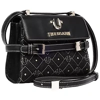 True Religion Studded Denim Flap Crossbody Bag