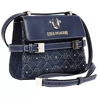 True Religion Studded Denim Flap Crossbody Bag