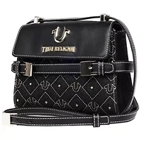 True Religion Studded Denim Flap Crossbody Bag