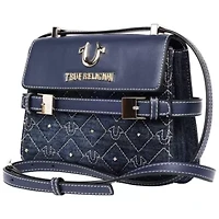 True Religion Studded Denim Flap Crossbody Bag