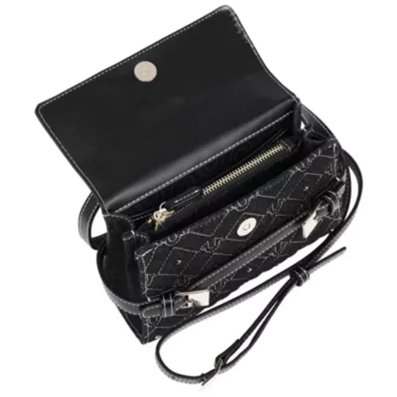 True Religion Studded Denim Flap Crossbody Bag