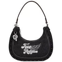 True Religion Wing Motif Denim Hobo Bag