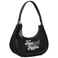 True Religion Wing Motif Denim Hobo Bag