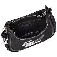 True Religion Wing Motif Denim Hobo Bag