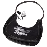 True Religion Wing Motif Denim Hobo Bag