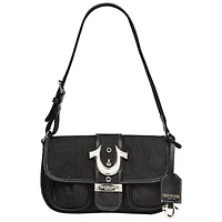 True Religion Double Pocket Denim Satchel with Horseshoe Hardware