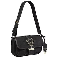 True Religion Double Pocket Denim Satchel with Horseshoe Hardware