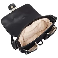 True Religion Double Pocket Denim Satchel with Horseshoe Hardware