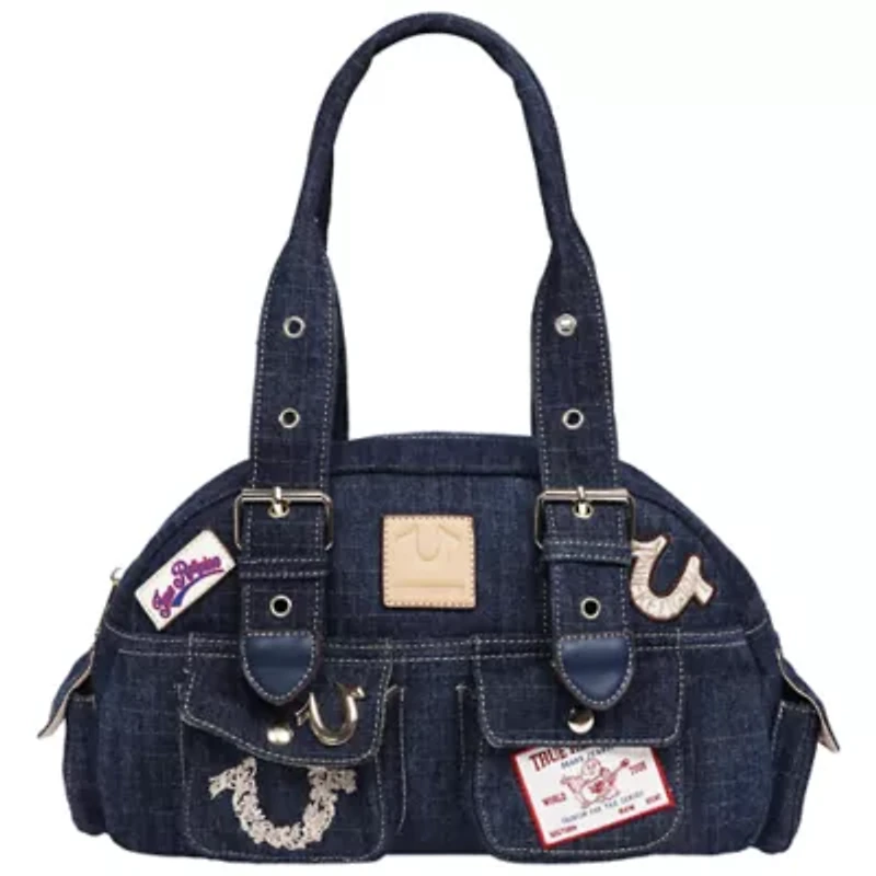 True Religion Multi-Patch Denim Satchel