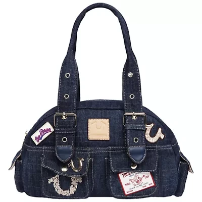 True Religion Multi-Patch Denim Satchel