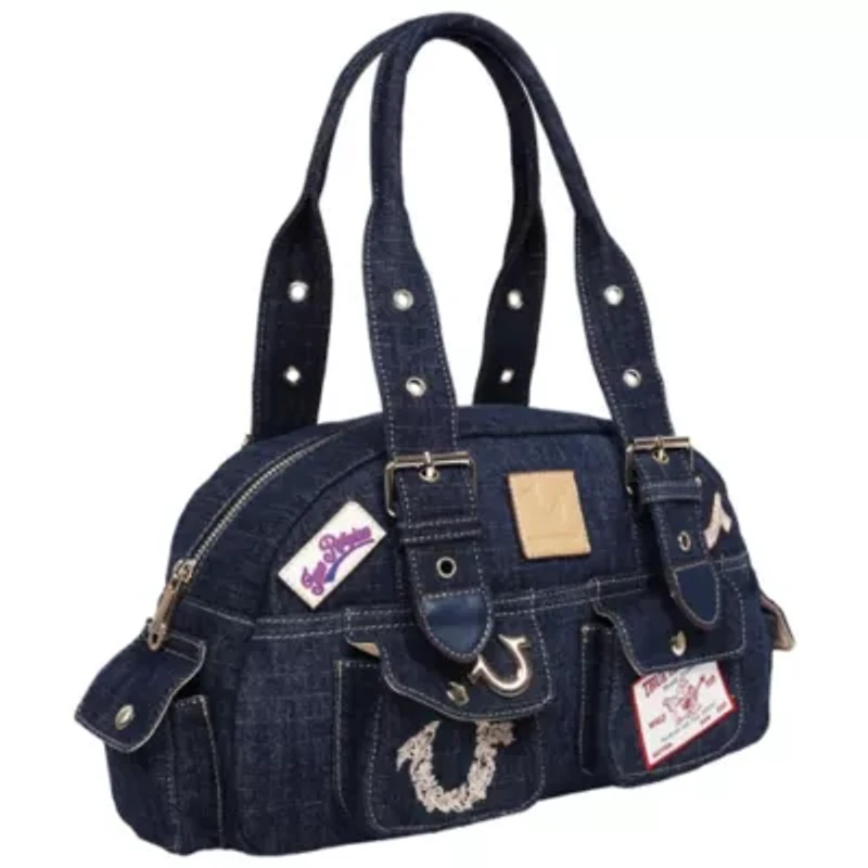 True Religion Multi-Patch Denim Satchel