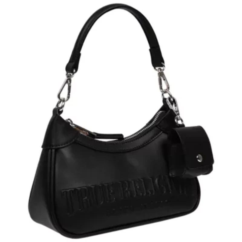 True Religion Trapunto Logo Zip-Top Hobo