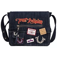 True Religion Multi Patch Denim Messenger Bag